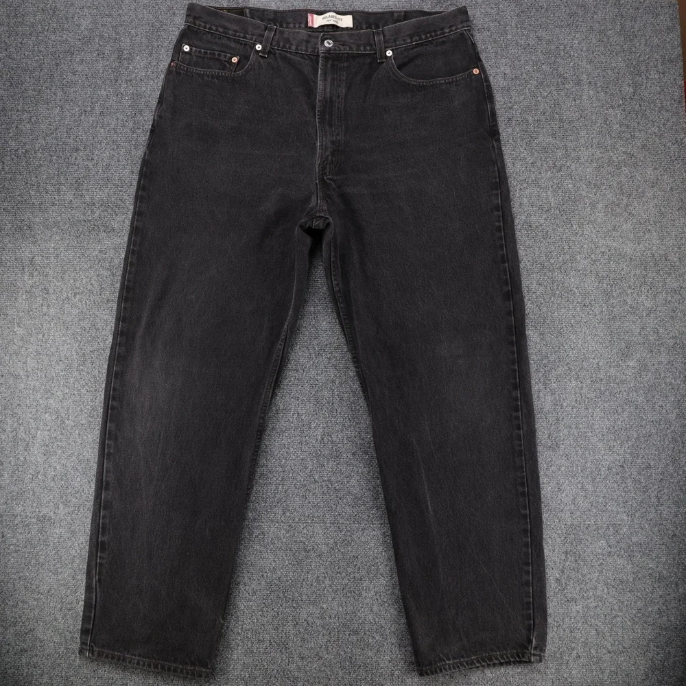 Vintage Levis 550 Mens Relaxed Fit Tapered Leg Denim Black Red Tab Jeans 40x32